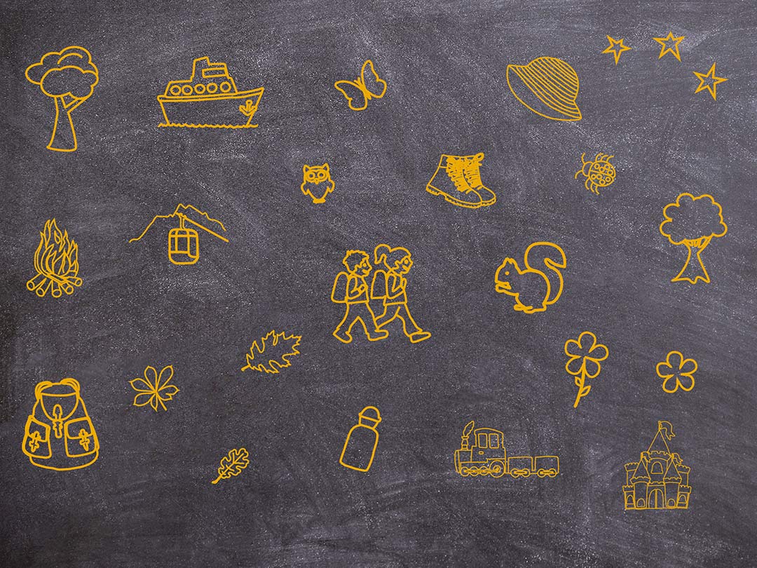Icons auf Kreidetafel - Kinderkrippe Stärnschnuppe